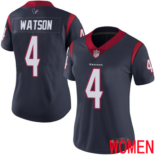 Houston Texans Limited Navy Blue Women Deshaun Watson Home Jersey NFL Football #4 Vapor Untouchable